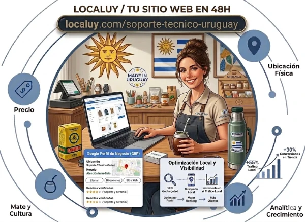 Equipo de soporte técnico de LocalUY brindando asistencia personalizada a comercios y emprendedores en Uruguay para el diseño de sus sitios web y SEO